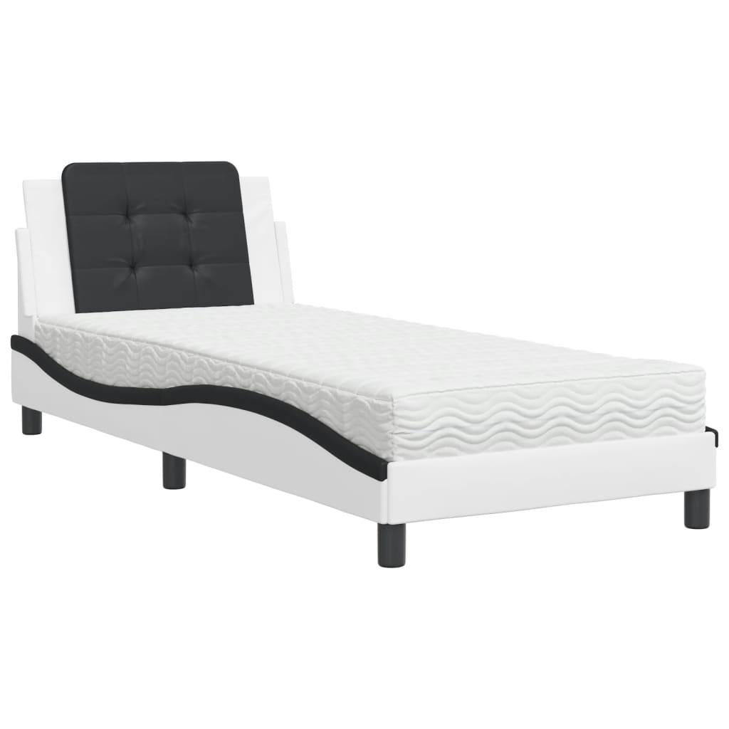 Bett mit Matratze Zadar Weiß und Schwarz 90x200 cm