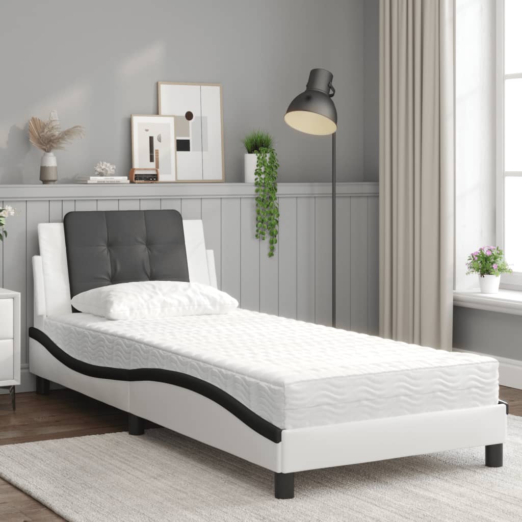 Bett mit Matratze Zadar Weiß und Schwarz 90x200 cm