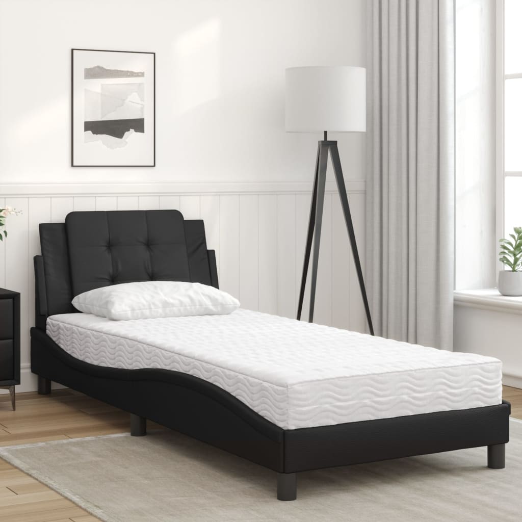 Bett mit Matratze Zadar Schwarz 100x200 cm Kunstleder