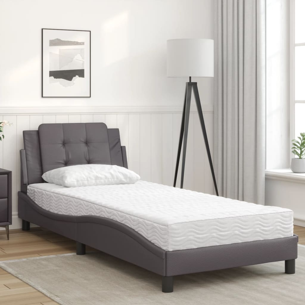 Bett mit Matratze Zadar Grau 100x200 cm Kunstleder