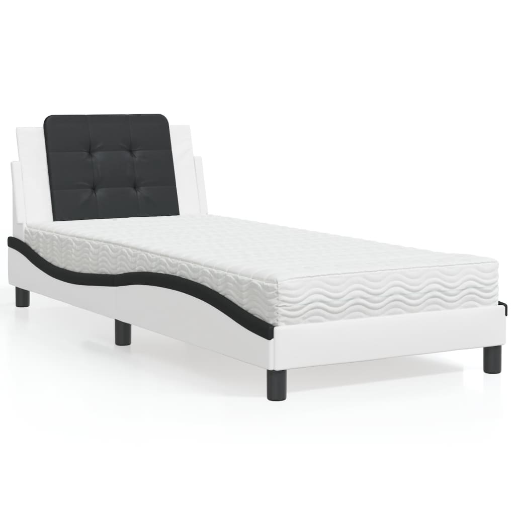 Bett mit Matratze Zadar Weiß und Schwarz 100x200 cm