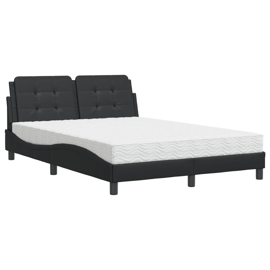 Bett mit Matratze Zadar Schwarz 140x190 cm Kunstleder