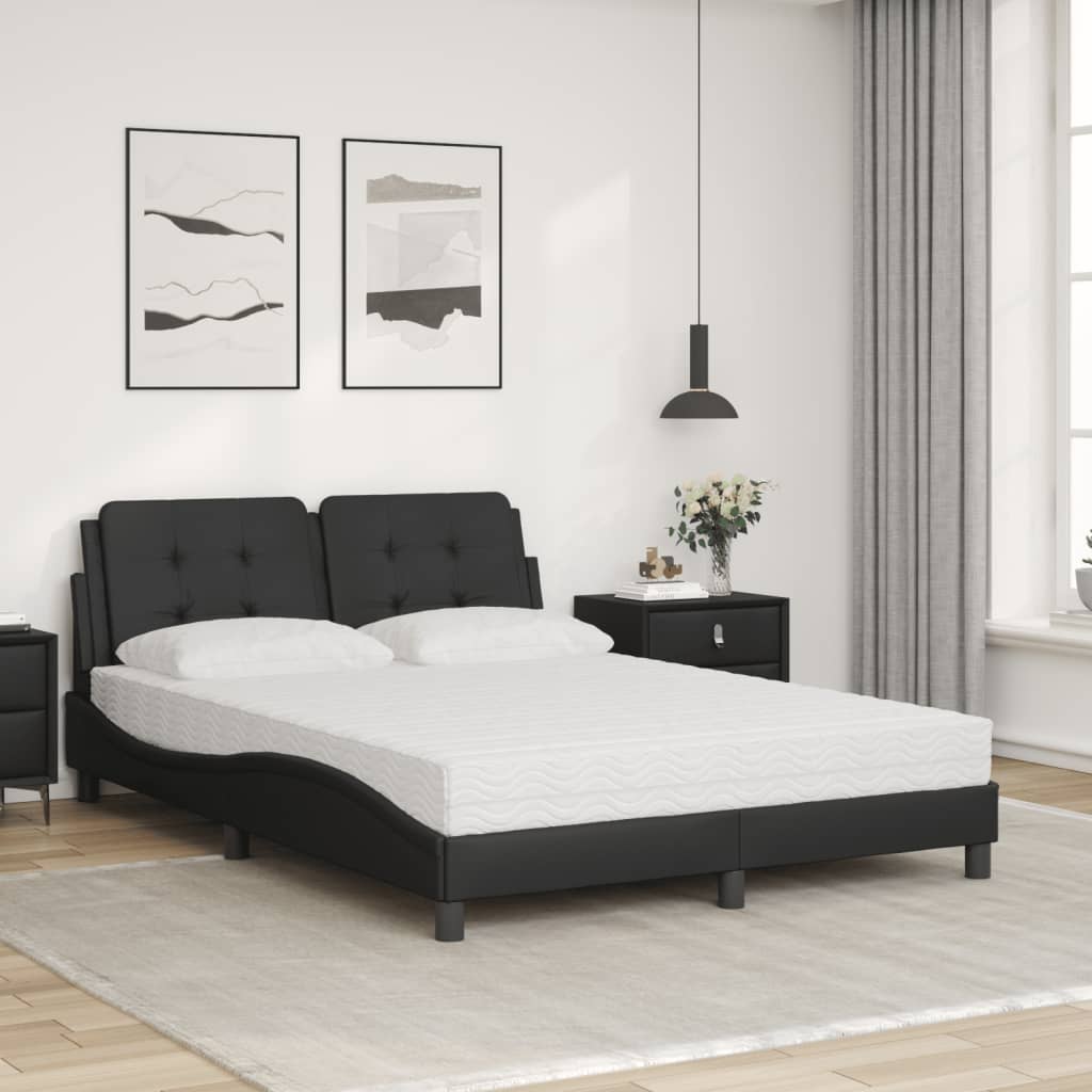 Bett mit Matratze Zadar Schwarz 140x190 cm Kunstleder