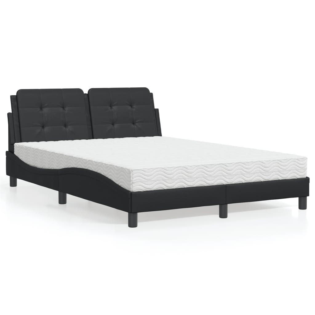 Bett mit Matratze Zadar Schwarz 140x190 cm Kunstleder