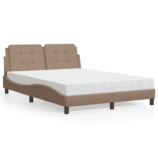Bett mit Matratze "Zadar" Cappuccino-Braun 140x200 cm Kunstleder