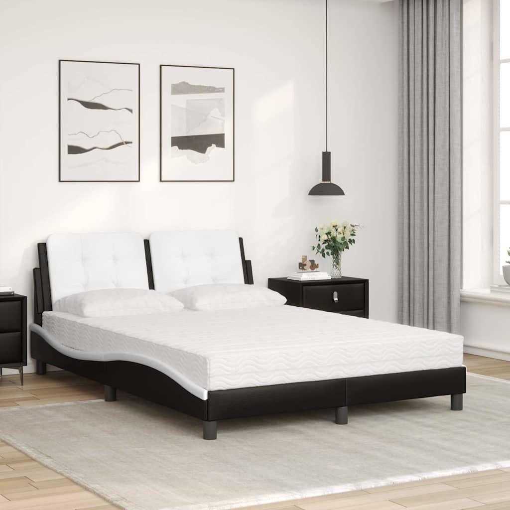 Bett mit Matratze Zadar Schwarz und Weiß 140x200 cm Kunstleder