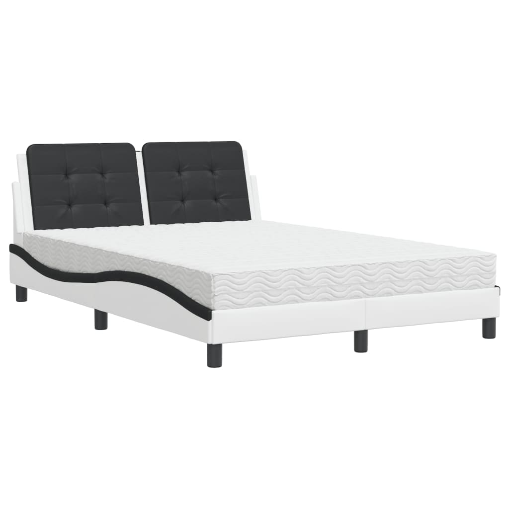 Bett mit Matratze Zadar Weiß und Schwarz 140x200 cm Kunstleder