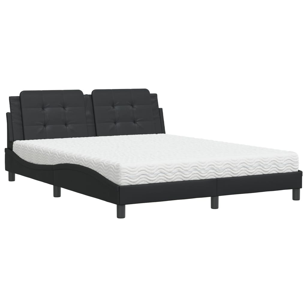 Bed with mattress black 160x200 cm artificial leather