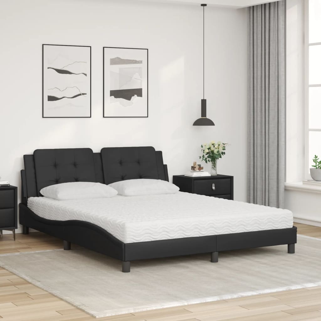 Bed with mattress black 160x200 cm artificial leather