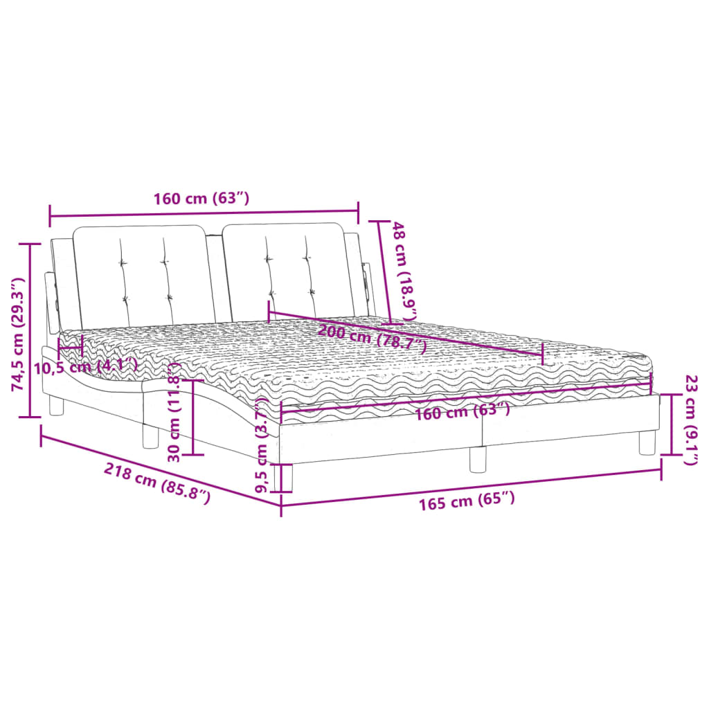 Bed with mattress black 160x200 cm artificial leather