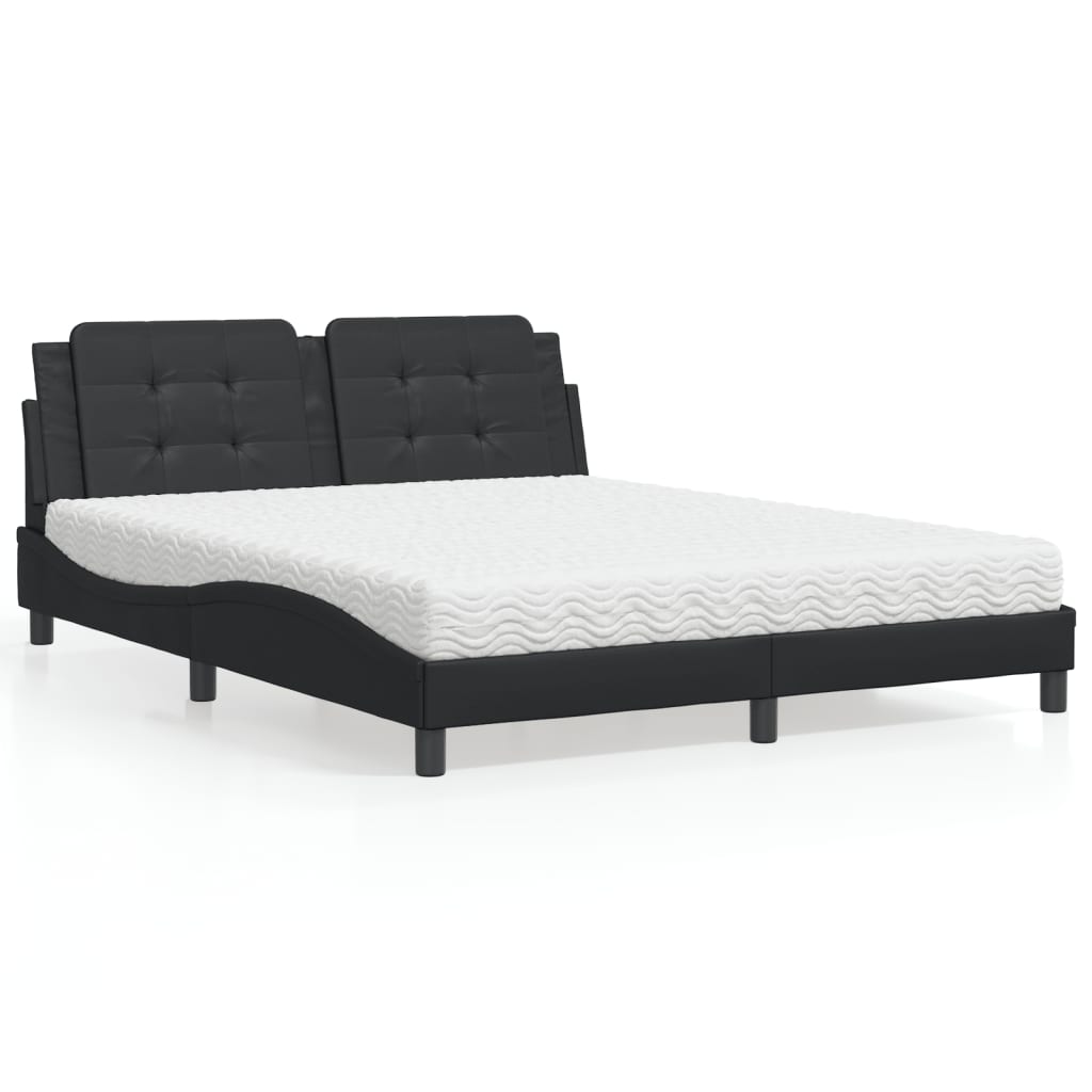 Bed with mattress black 160x200 cm artificial leather