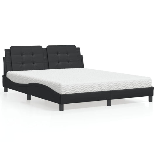 Bed with mattress black 160x200 cm artificial leather