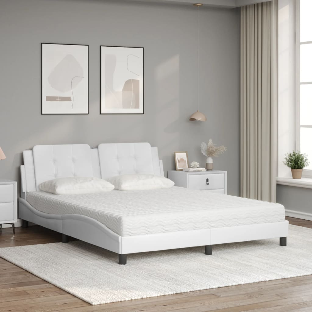 Bett mit Matratze Zadar Weiß 160x200 cm Kunstleder