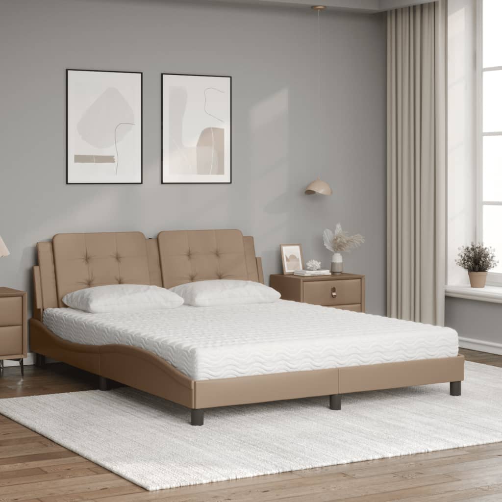 Bett mit Matratze Zadar Cappuccino-Braun 160x200 cm Kunstleder