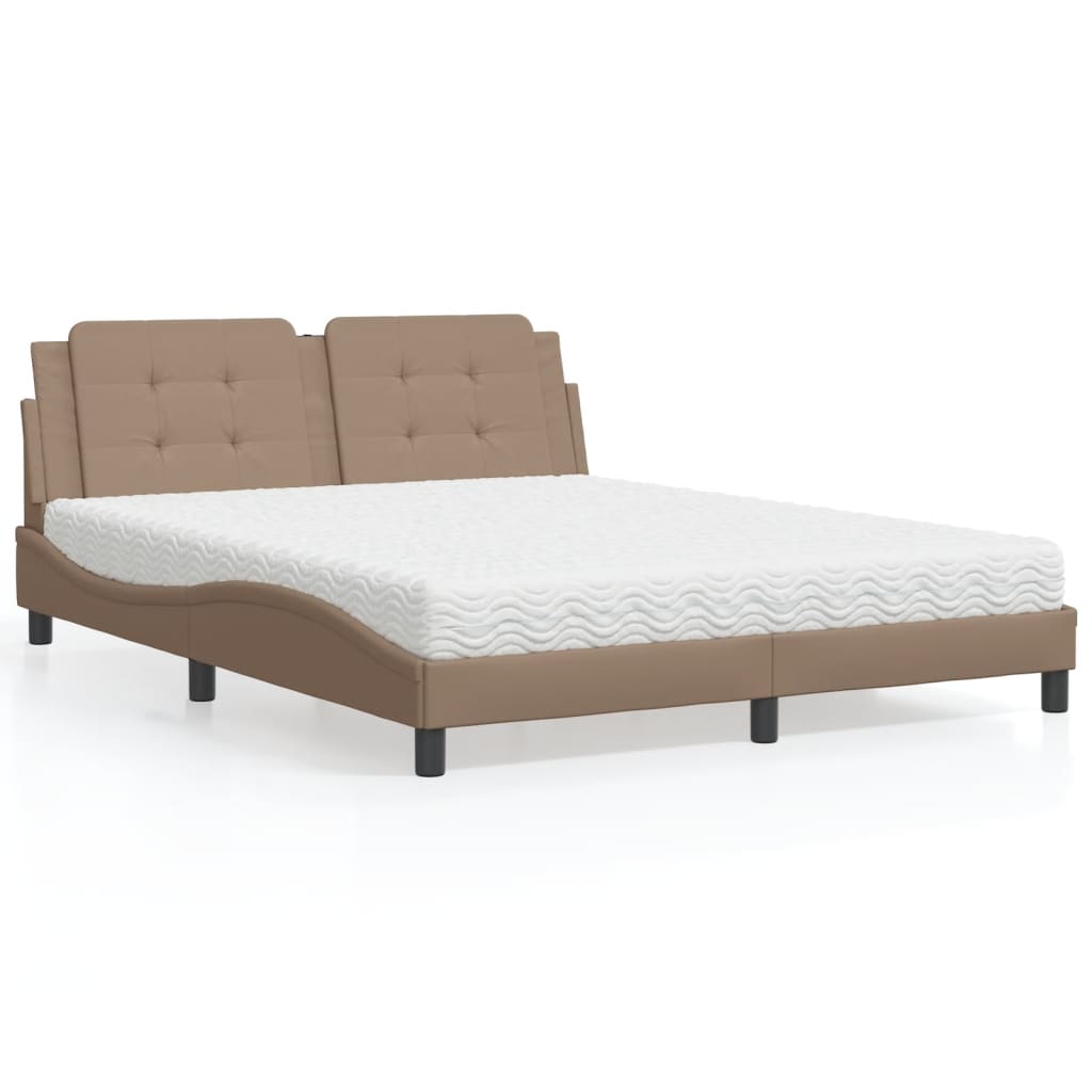 Bett mit Matratze Zadar Cappuccino-Braun 160x200 cm Kunstleder