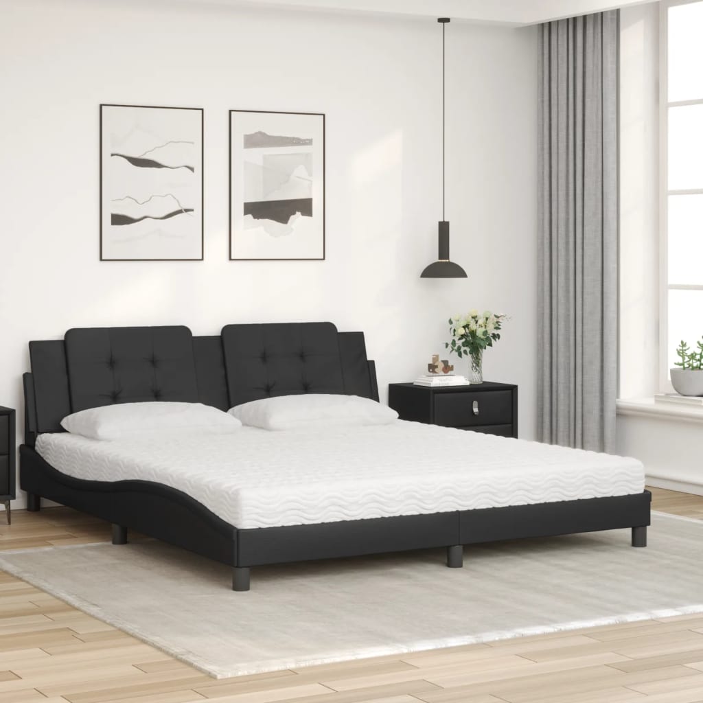 Bett mit Matratze "Zadar" Schwarz 180x200 cm Kunstleder