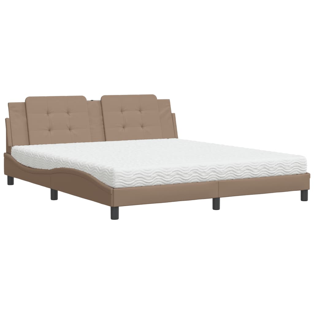 Bett mit Matratze "Zadar" Cappuccino-Braun 180x200 cm Kunstleder