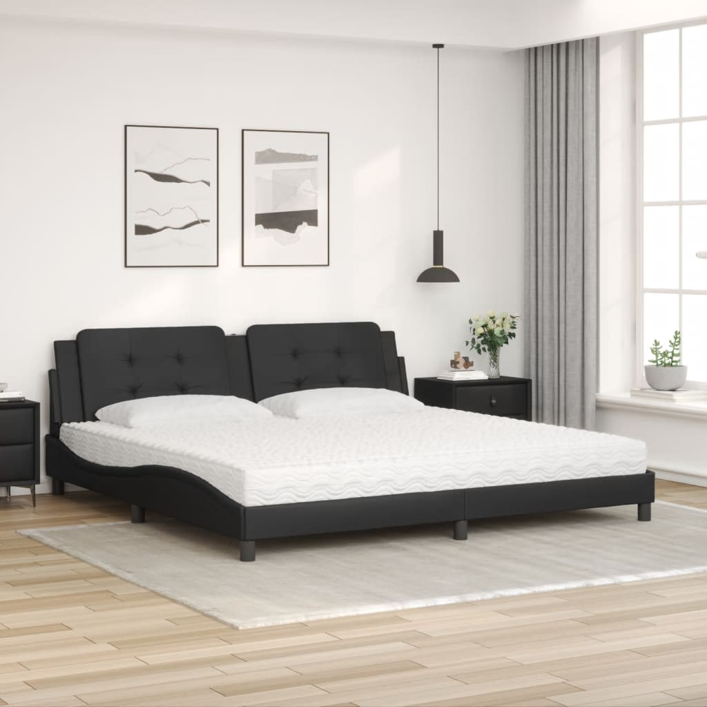 Bett mit Matratze "Zadar" Schwarz 200x200 cm Kunstleder