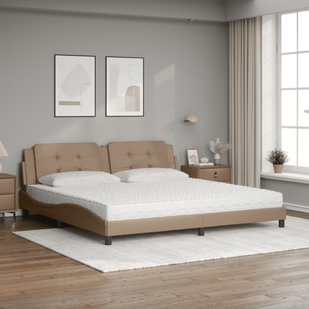 Bett mit Matratze "Zadar" Cappuccino-Braun 200x200 cm Kunstleder