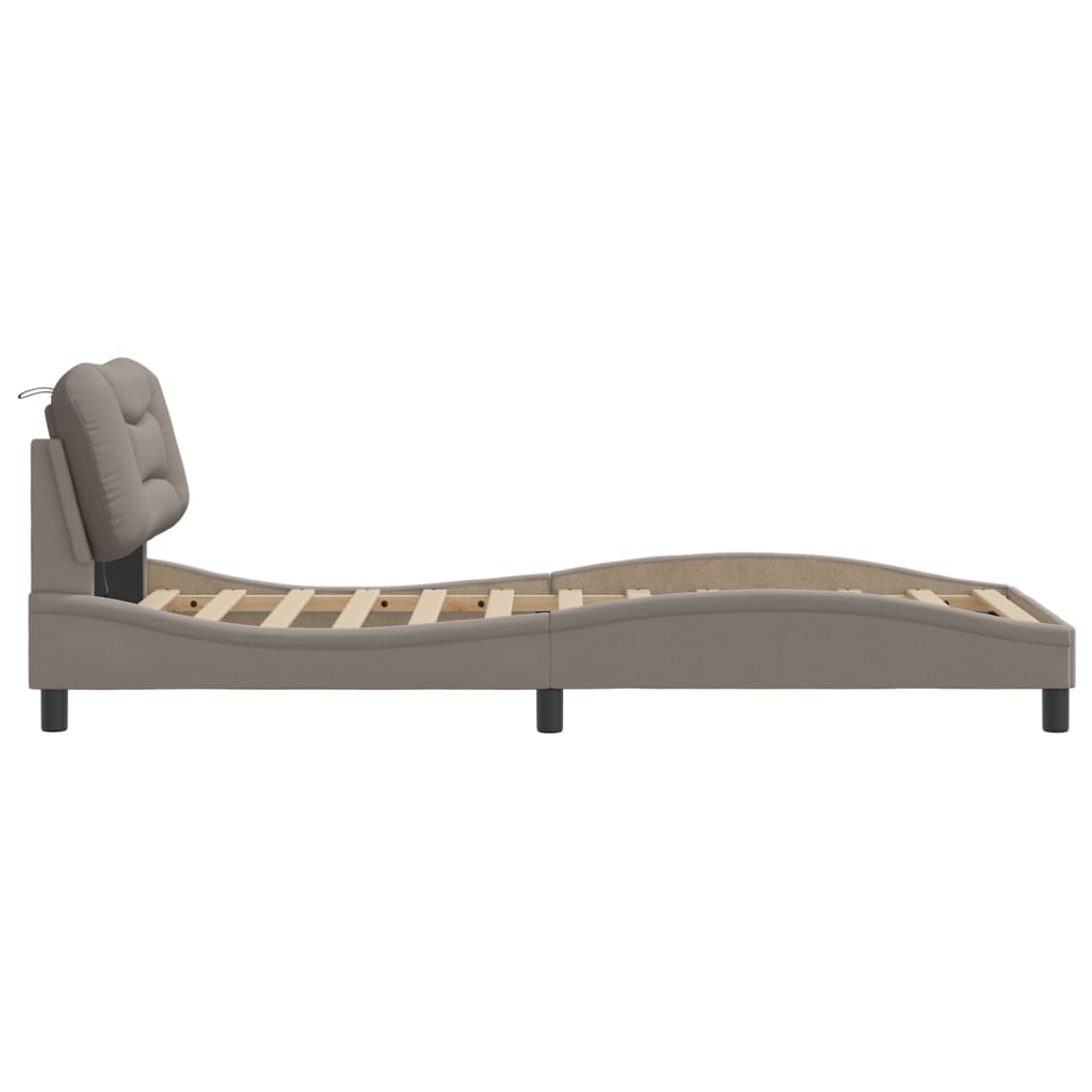 Bettgestell mit LED ohne Matratze "Hvar" Taupe 80x200 cm Stoff