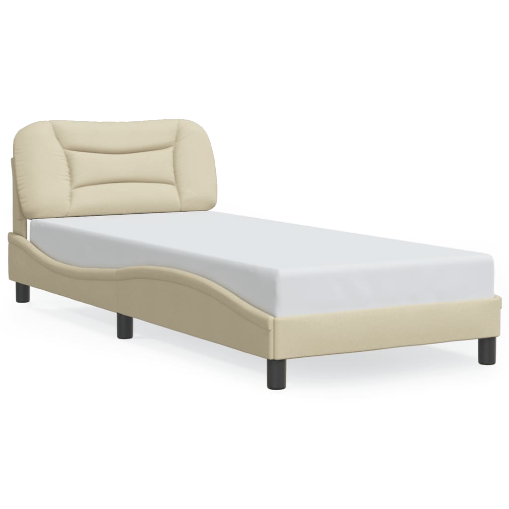 Bettgestell mit LED ohne Matratze "Hvar" Creme 80x200 cm Stoff