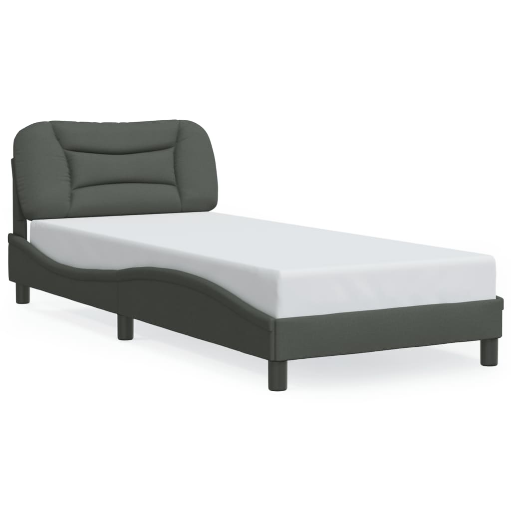 Bettgestell mit LED ohne Matratze "Hvar" Dunkelgrau 90x190 cm Stoff