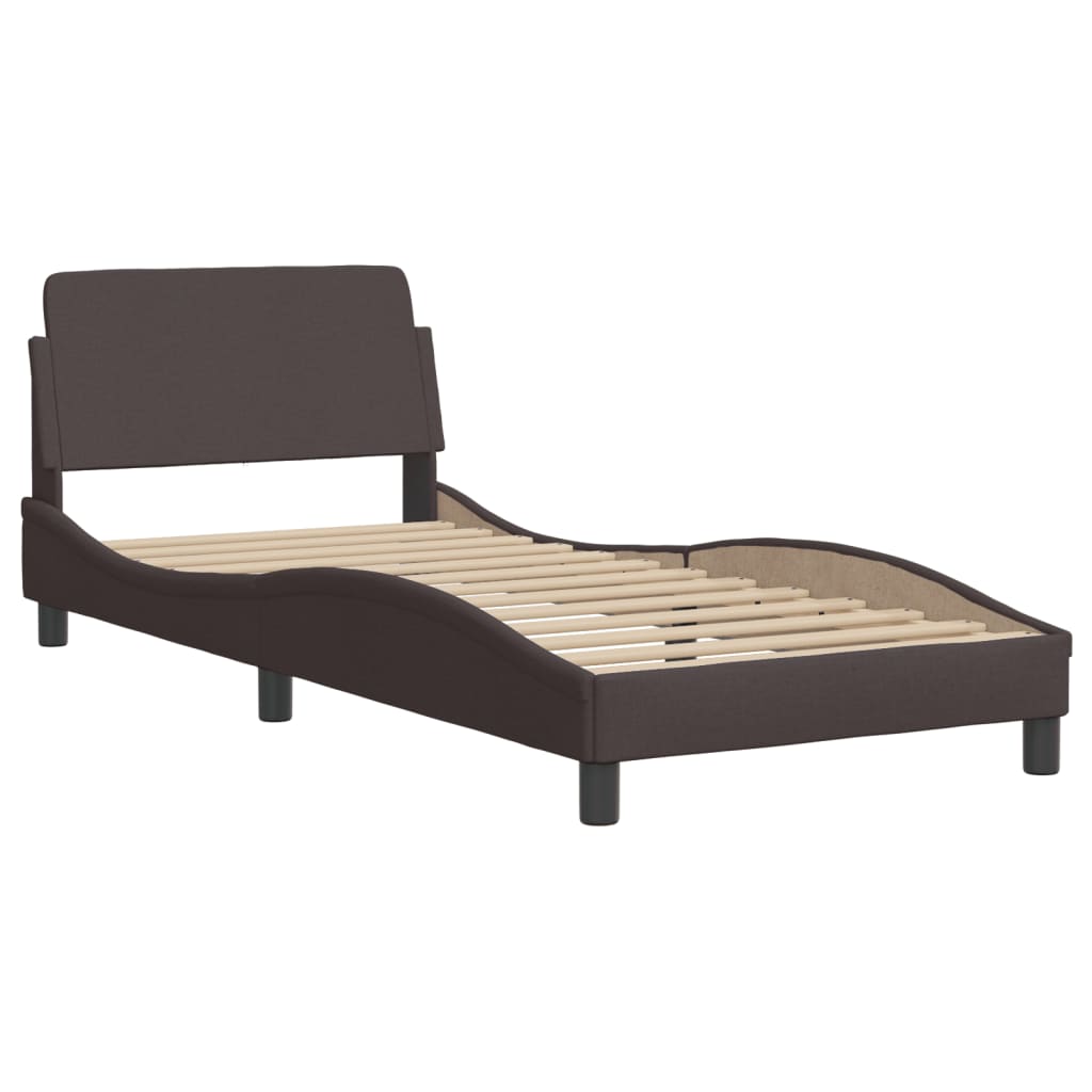 Bettgestell mit LED ohne Matratze "Hvar" Dunkelbraun 90x190 cm Stoff
