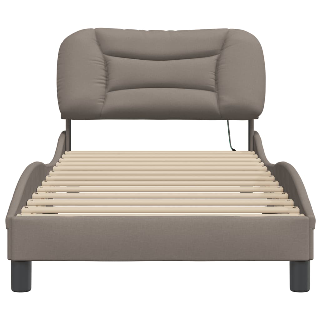 Bettgestell mit LED ohne Matratze "Hvar" Taupe 90x190 cm Stoff