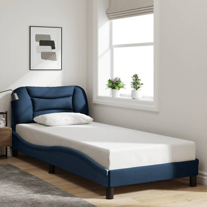 Bettgestell mit LED ohne Matratze "Hvar" Blau 90x190 cm Stoff