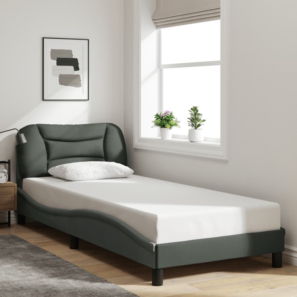 Bettgestell mit LED ohne Matratze "Hvar" Dunkelgrau 90x200 cm Stoff