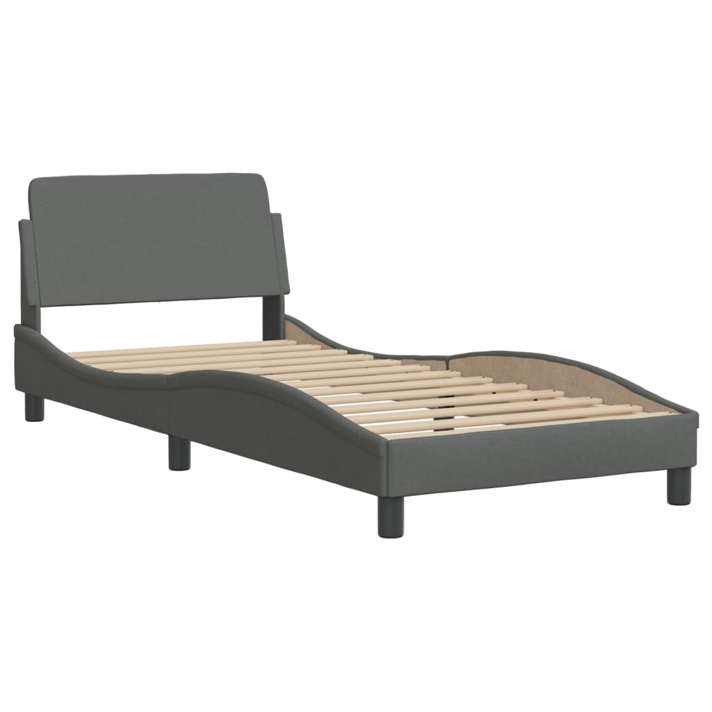 Bettgestell mit LED ohne Matratze "Hvar" Dunkelgrau 90x200 cm Stoff