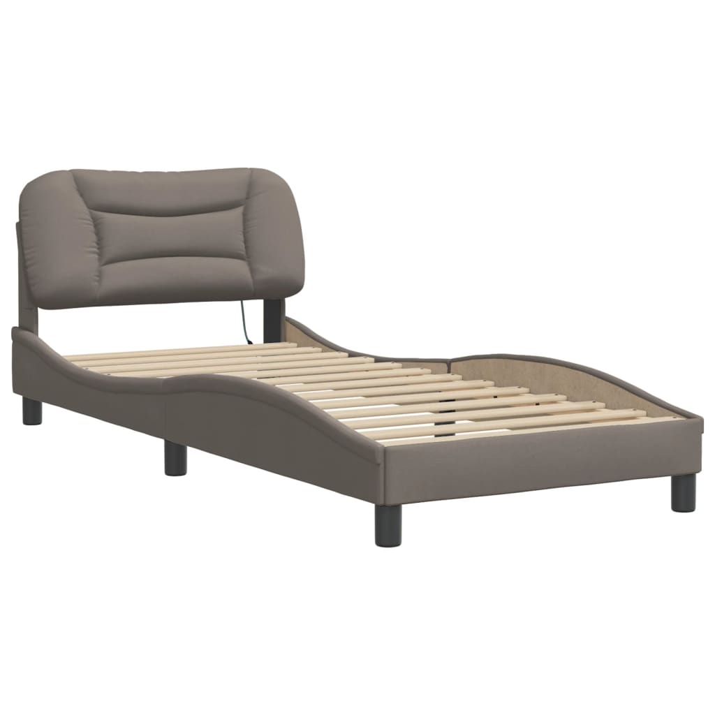 Cadre de lit avec LED sans matelas "Hvar" Taupe 90x200 cm tissu