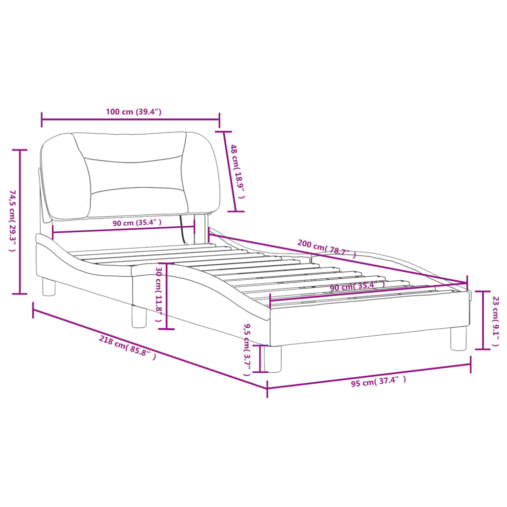 Bettgestell mit LED ohne Matratze "Hvar" Taupe 90x200 cm Stoff