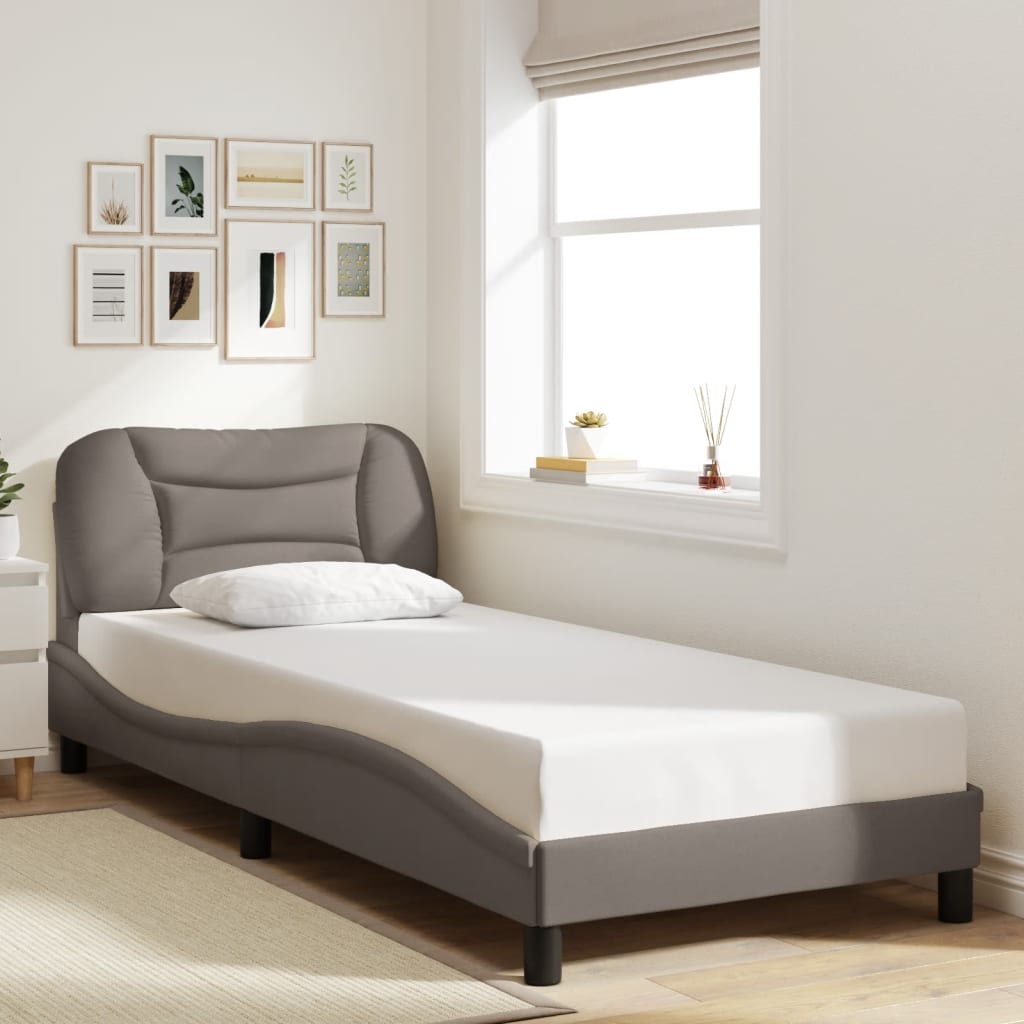 Cadre de lit avec LED sans matelas "Hvar" Taupe 90x200 cm tissu