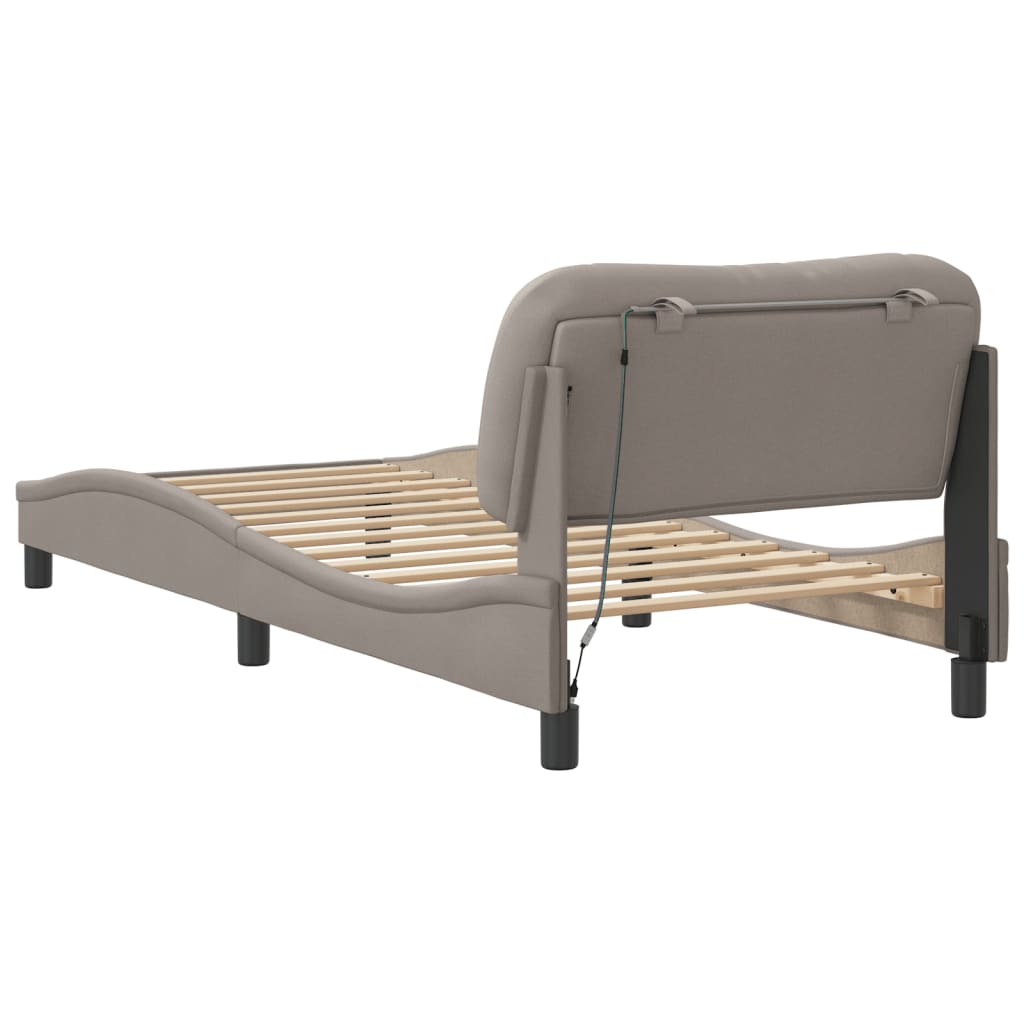 Cadre de lit avec LED sans matelas "Hvar" Taupe 90x200 cm tissu