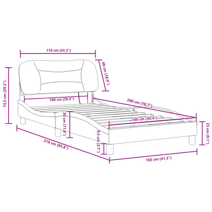 Bettgestell mit LED ohne Matratze "Hvar" Dunkelgrau 100x200 cm Stoff