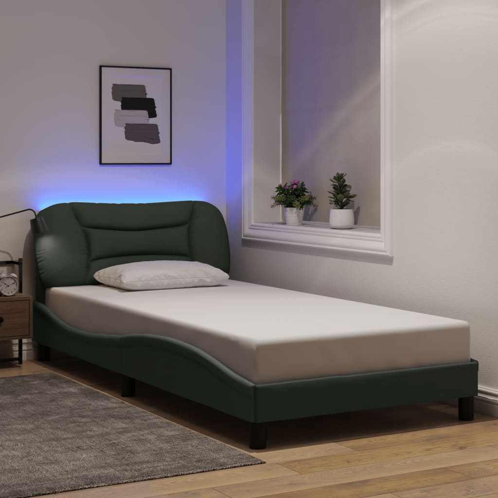 Bettgestell mit LED ohne Matratze "Hvar" Dunkelgrau 100x200 cm Stoff