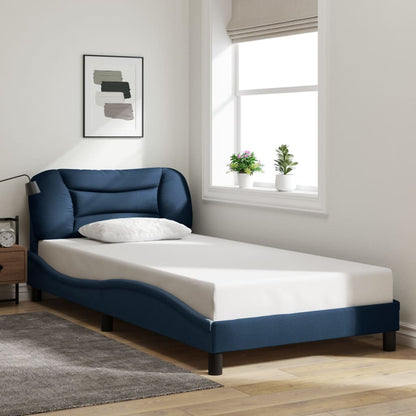 Bettgestell mit LED ohne Matratze "Hvar" Blau 100x200 cm Stoff