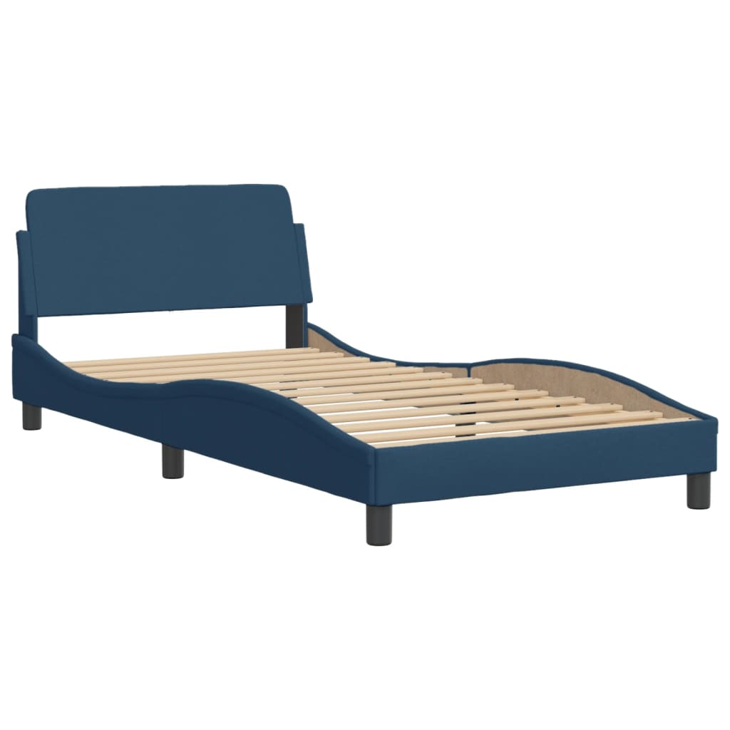 Cadre de lit avec LED sans matelas "Hvar" Bleu 100x200 cm tissu