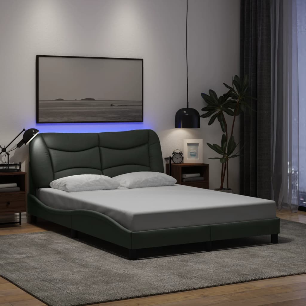Bettgestell mit LED ohne Matratze "Hvar" Dunkelgrau 120x200 cm Stoff