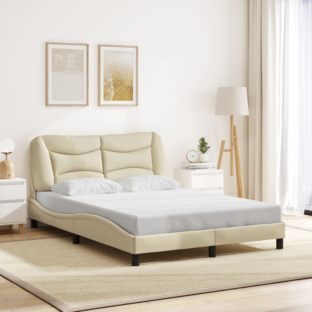 Bettgestell mit LED ohne Matratze "Hvar" Creme 120x200 cm Stoff