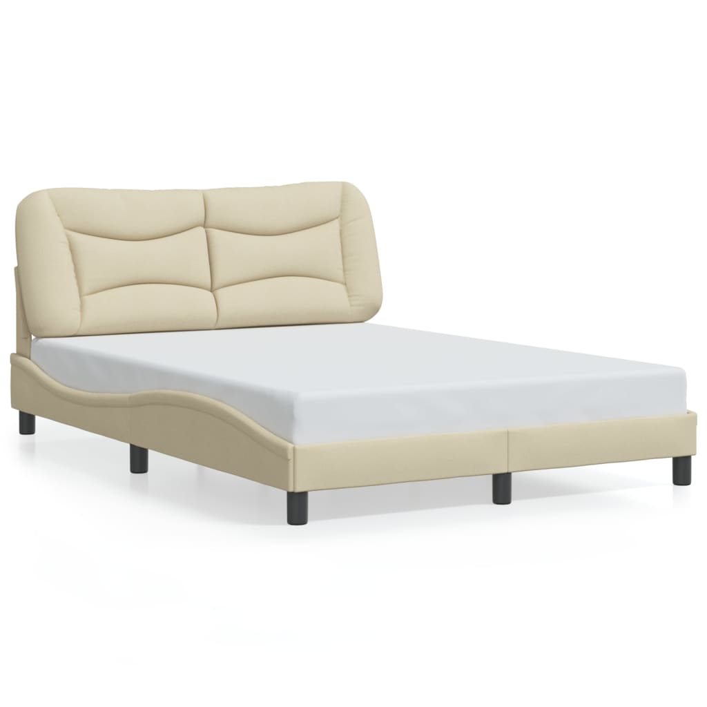 Bettgestell mit LED ohne Matratze "Hvar" Creme 120x200 cm Stoff