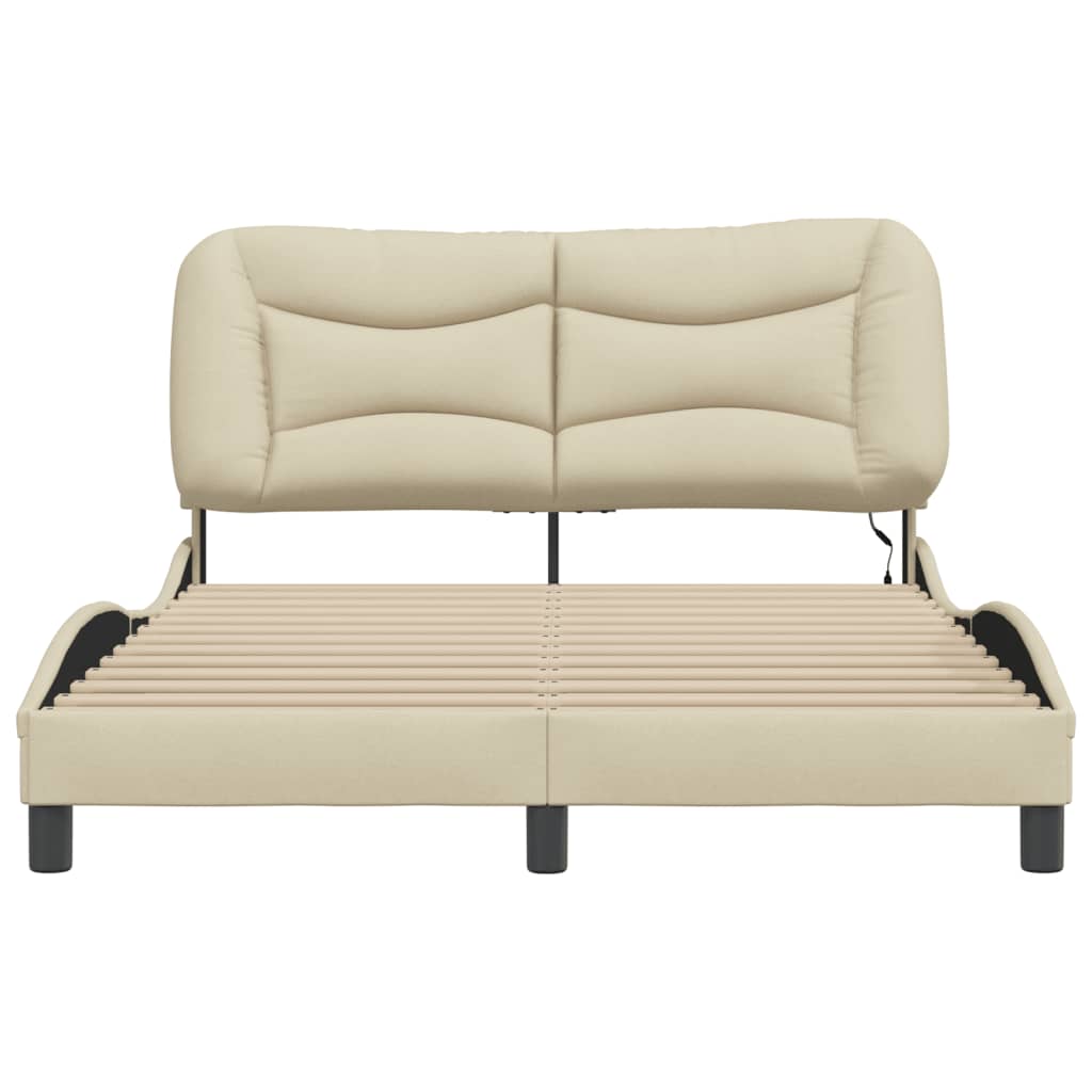 Bettgestell mit LED ohne Matratze "Hvar" Creme 120x200 cm Stoff