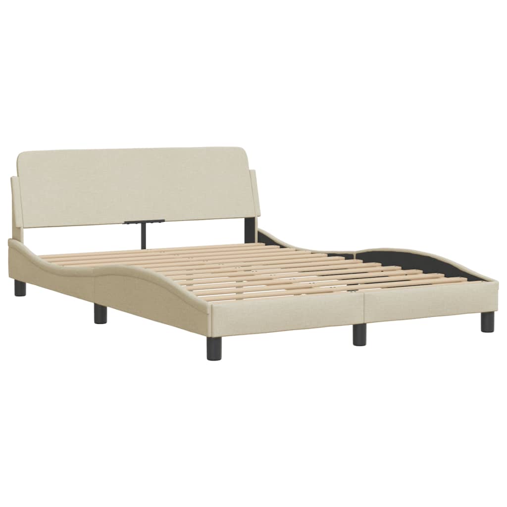 Bettgestell mit LED ohne Matratze "Hvar" Creme 120x200 cm Stoff