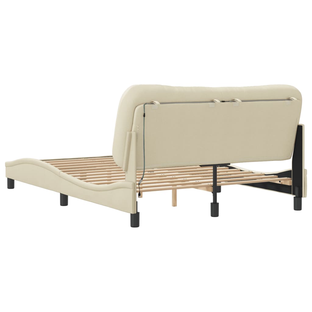 Bettgestell mit LED ohne Matratze "Hvar" Creme 120x200 cm Stoff