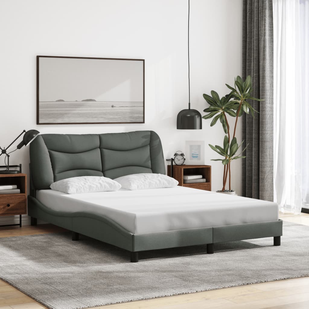 Bettgestell mit LED ohne Matratze "Hvar" Dunkelgrau 140x190 cm Stoff