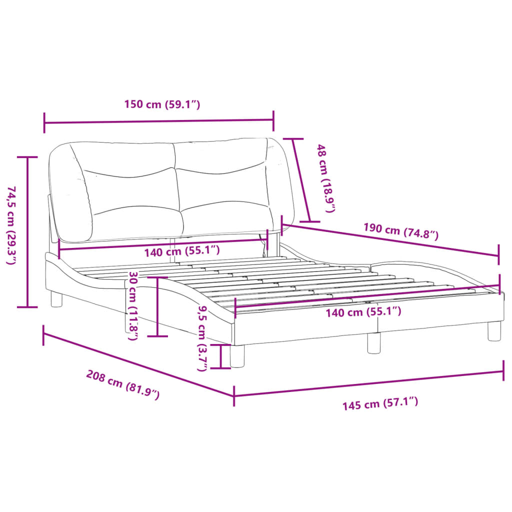 Bettgestell mit LED ohne Matratze "Hvar" Dunkelbraun 140x190 cm