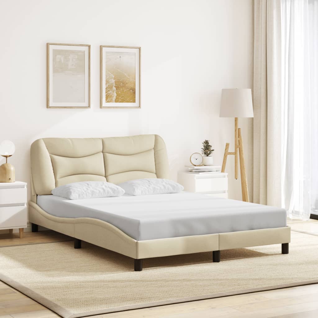 Bettgestell mit LED ohne Matratze "Hvar" Creme 140x190 cm Stoff