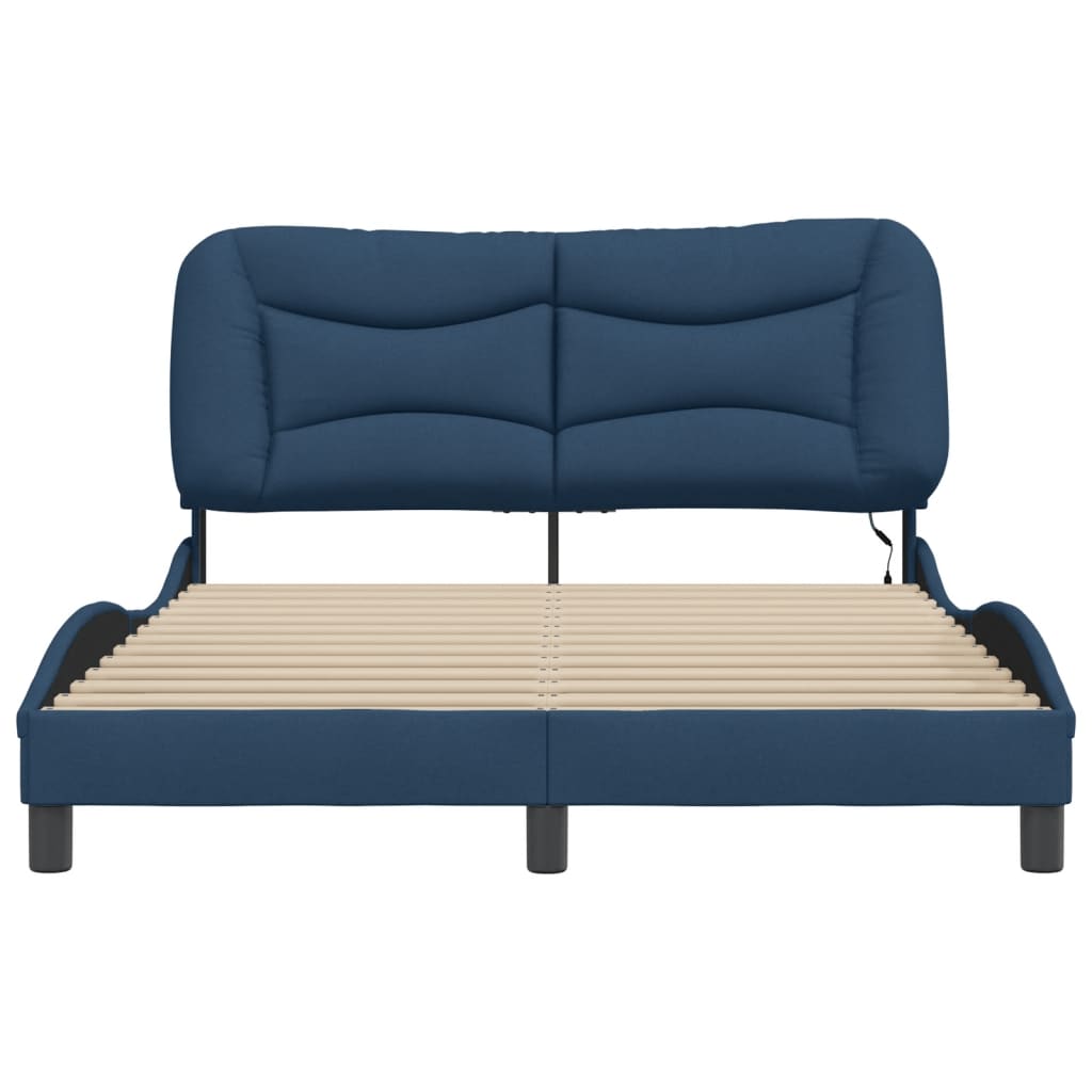 Bettgestell mit LED ohne Matratze "Hvar" Blau 140x190 cm Stoff
