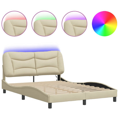Bettgestell mit LED ohne Matratze "Hvar" Creme 140x200 cm Stoff